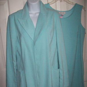 VINTAGE Superb Blue Dress And Jacket Set Size 10